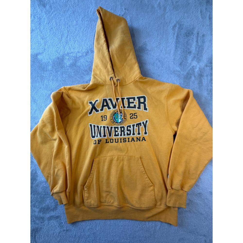 Champion Hoodie Men Medium Gold Xavier University of Louisiana Pullover HBCU